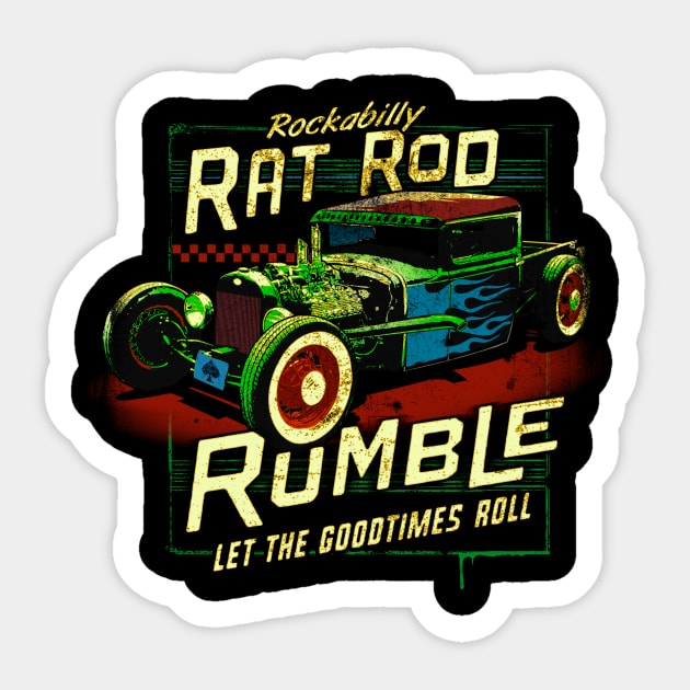 ROCKABILLY RAT ROD Sticker by teepublickalt69